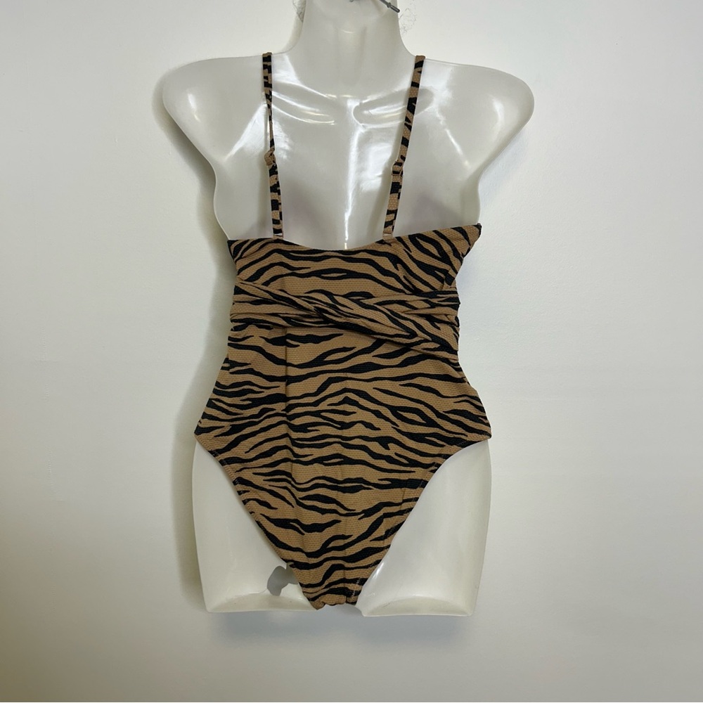 ◾️Aerie Pique Zebra Animal Print Wrap One Piece Swimsuit - Picture 9 of 11